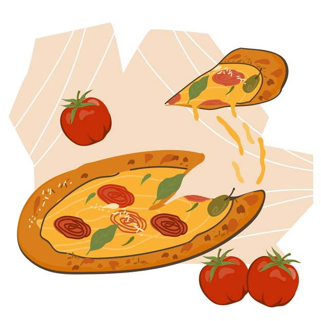 Italiaanse keuken banner ontwerpsjabloon voor pizzeria platte vectorillustratie geïsoleerd op wit banner of flyer voor pizzarestaurant en afhaalmaaltijden bezorgen