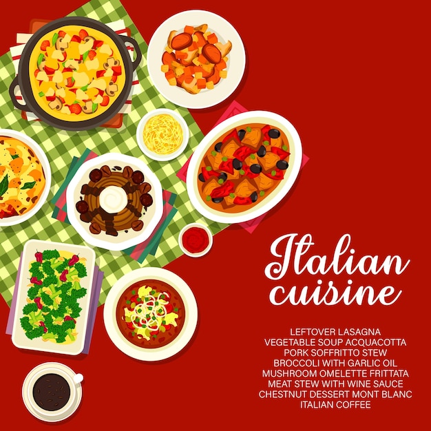 Italiaanse keuken menu voorblad ontwerpsjabloon
