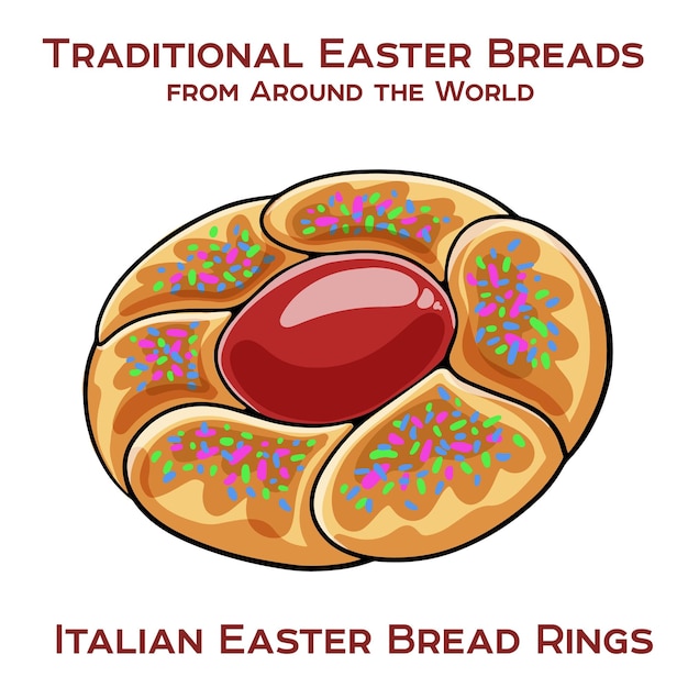 Italiaanse paasbroodringen zijn traditionele zoete of hartige gebakjes en gevormd in een ring de kroon