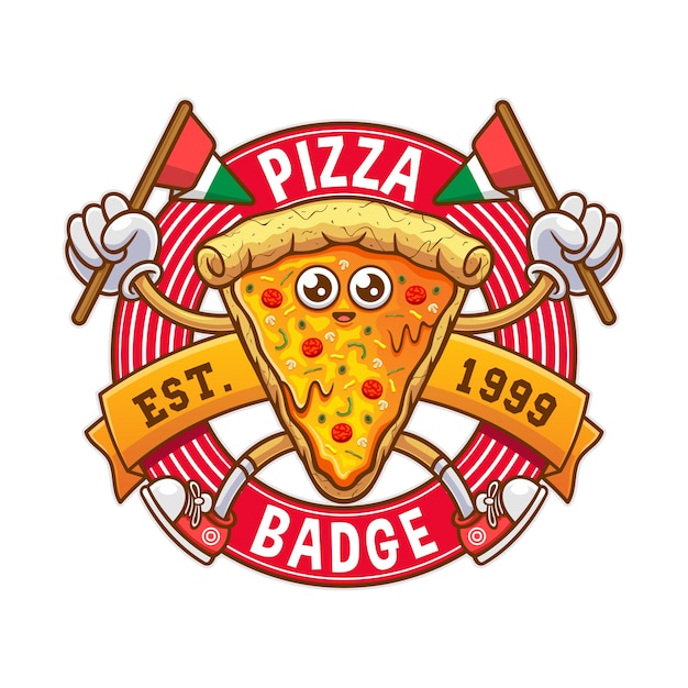 Italiaanse pizza badge illustratie