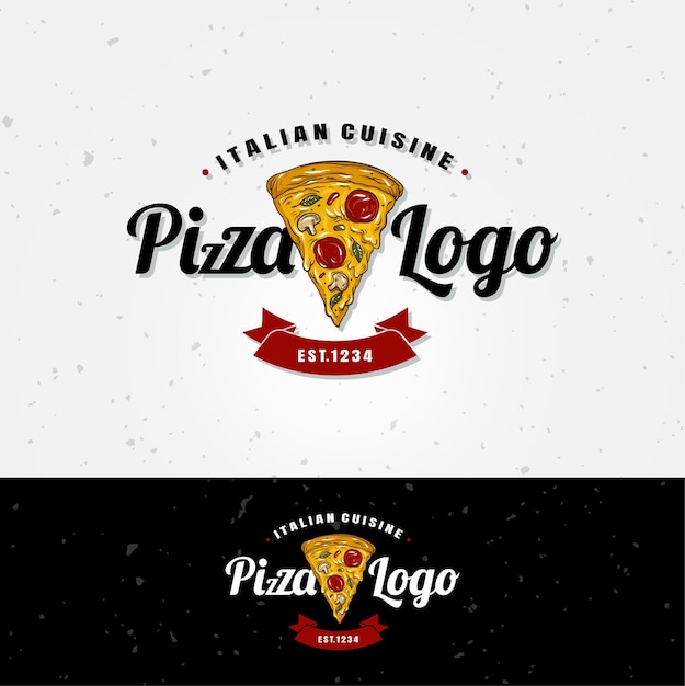 Italiaanse pizza logo vector premium