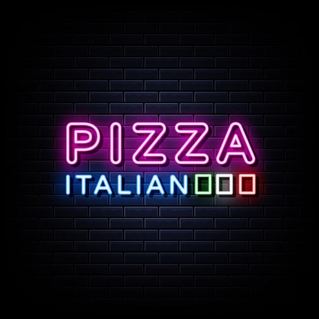 Italiaanse pizza neonreclames stijl tekst