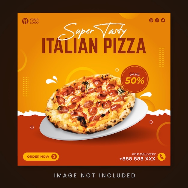 Italiaanse pizza sociale media promotie en instagram postsjabloon