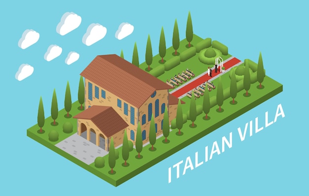 Italiaanse villa isometrische compositie