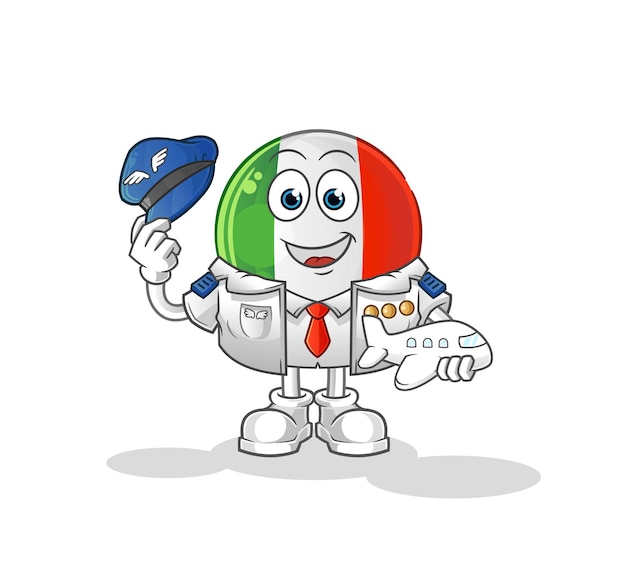 Italiaanse vlag piloot mascotte. cartoon vector