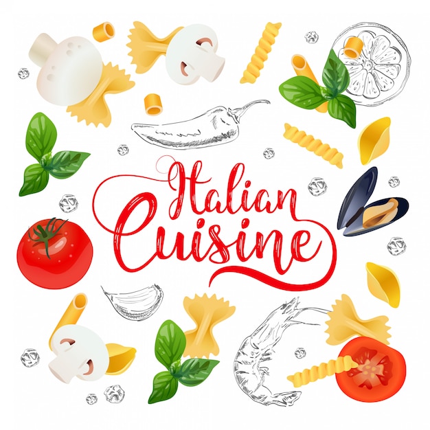 Vettore sfondo di cucina italiana.