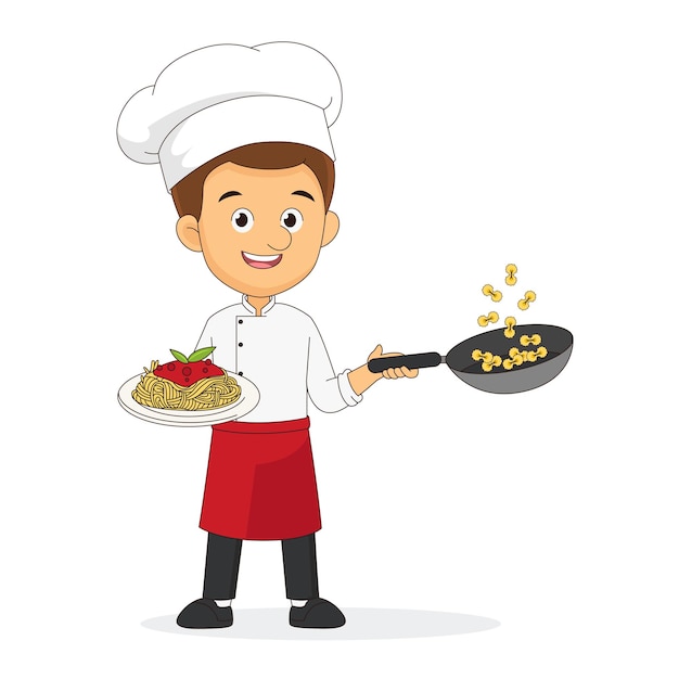 Italian Cuisine Chef Cartoon Pasta