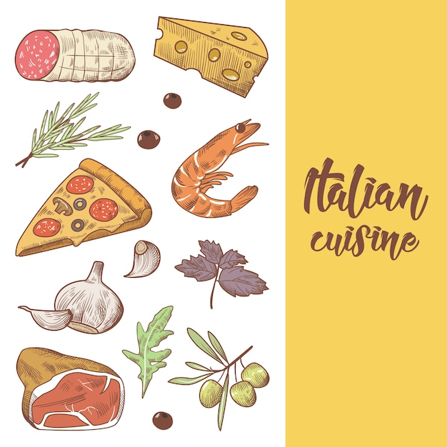 Vector italian cuisine food menu design template