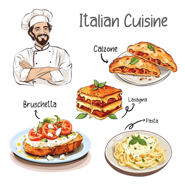 ベクトル イタリア料理 イタリア料理のイラスト イタリア料理のベクトルイラスト