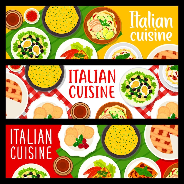 Vector italian cuisine meals banners vector italy meals