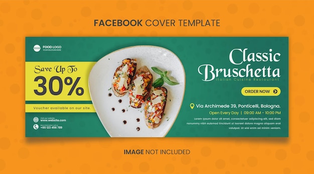 Design del modello di copertina di facebook del ristorante di cucina italiana