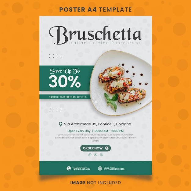 Italian cuisine restaurant Poster A4 template