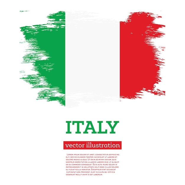 ベクトル イタリアの旗は、旗竿にイタリア国の現実的な波の旗を分離しました。