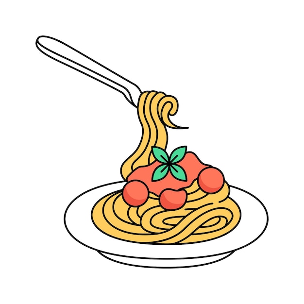 italian food dinner plate of spaghetti vector design in modern style
