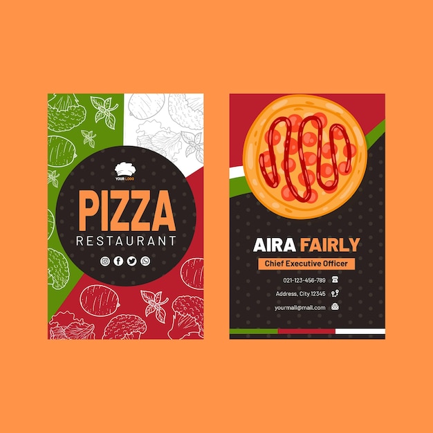 Vector italian food double-sided business card