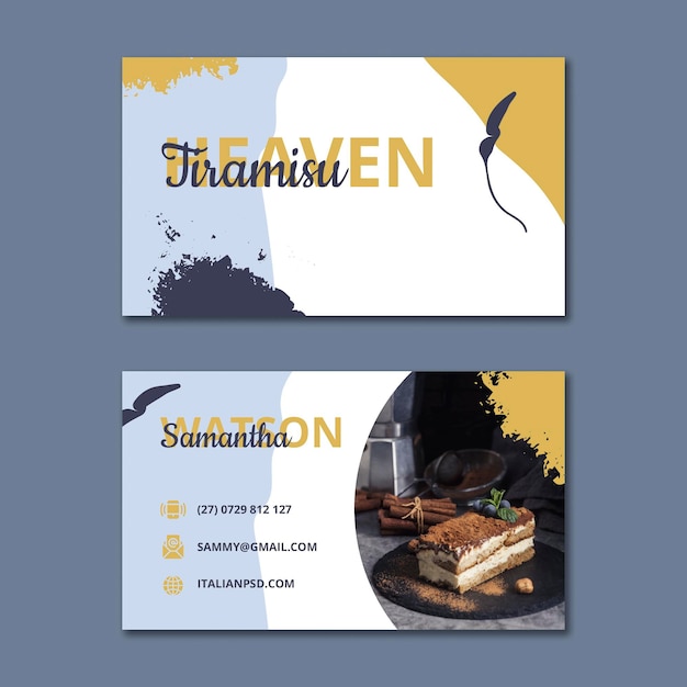 Italian food double-sided businesscard horizontal template