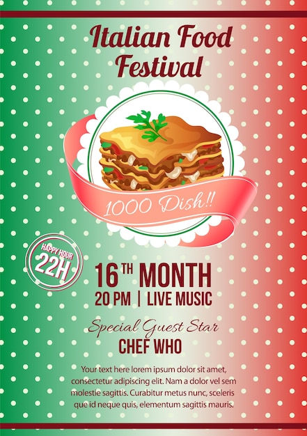 Vector italian food festival poster template