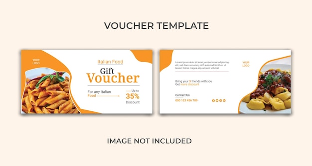 Italian food gift voucher template design