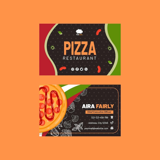 Vector italian food horizontal business card