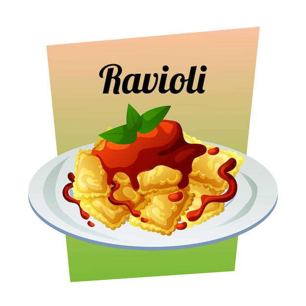 italian food ravioli illustration