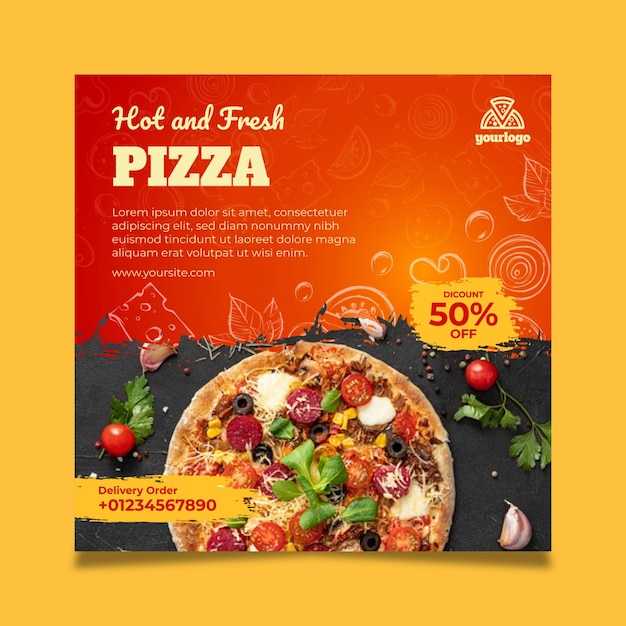 Italian food square flyer template