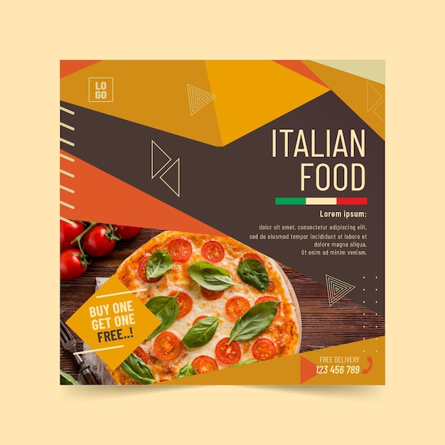 Vector italian food squared flyer template