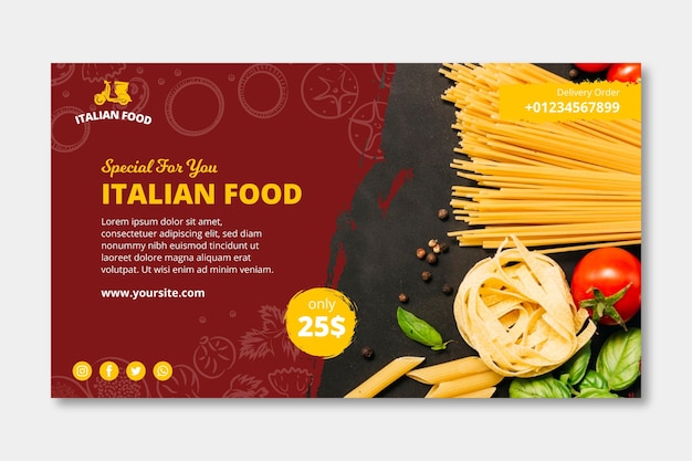 Banner modello di cibo italiano