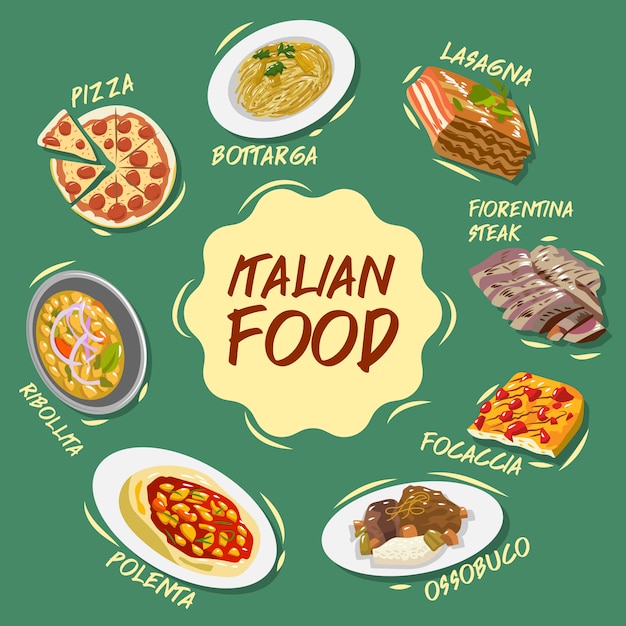 Italian food vector set collection 