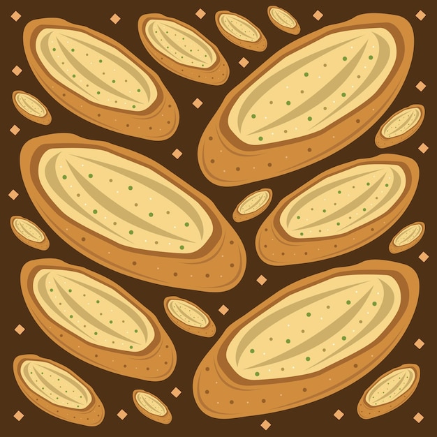 Italian garlic bread vector illustration