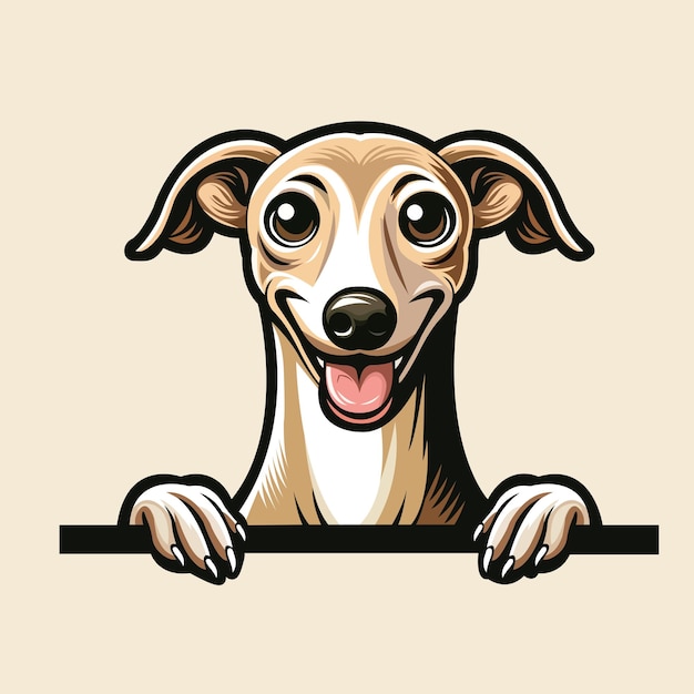 Italian Greyhound dog peeking Face illustration vector