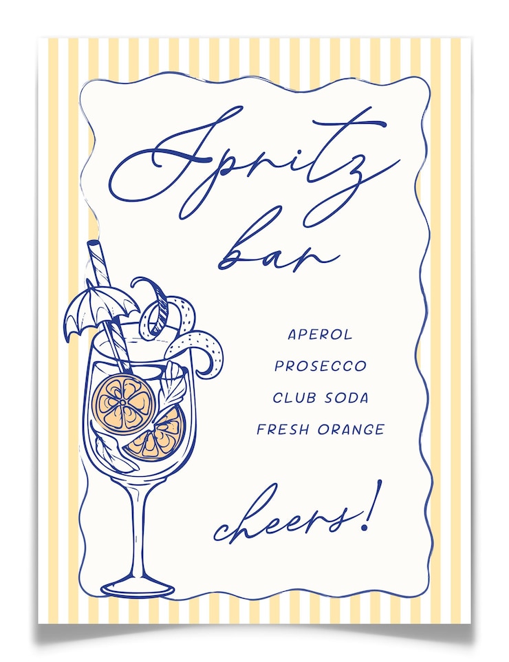 Vector italian hand drawn aperol spritz cocktail bar sign
