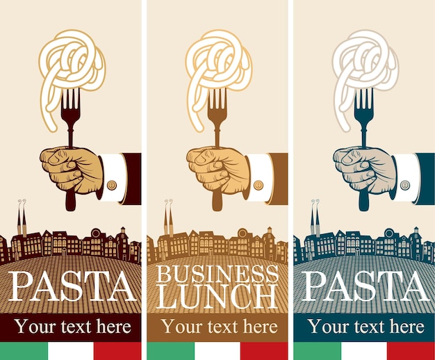 Vector italian pasta on a fork