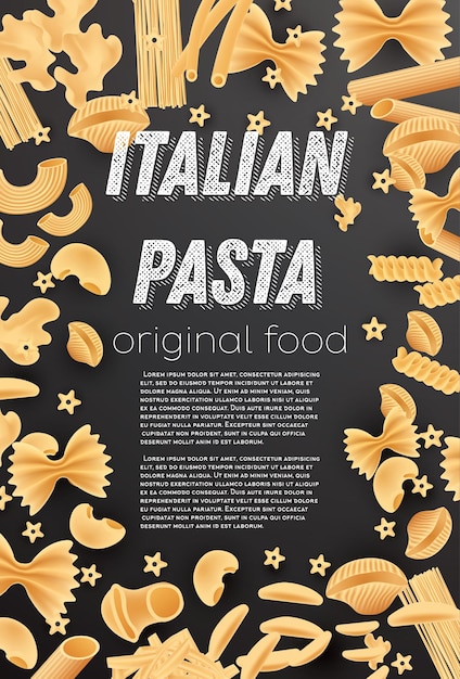 Modello di menu di pasta italiana