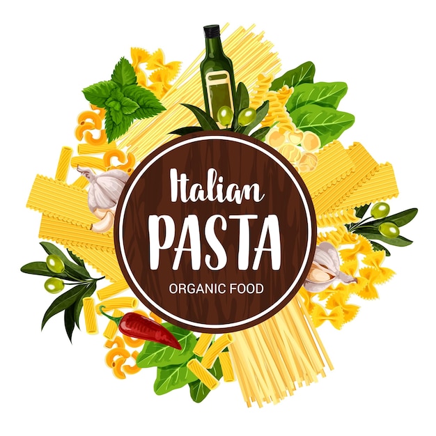 Vettore copertina del menu del ristorante di pasta italiana