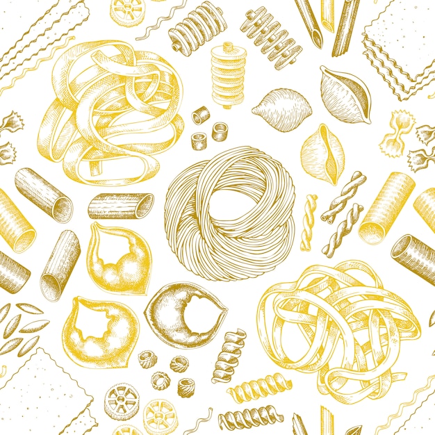 Italian pasta seamless pattern.