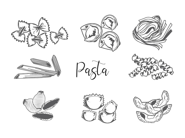 Italian pasta set vector