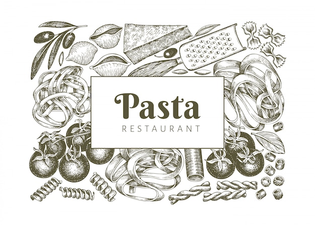 Vector italian pasta wits additions template.