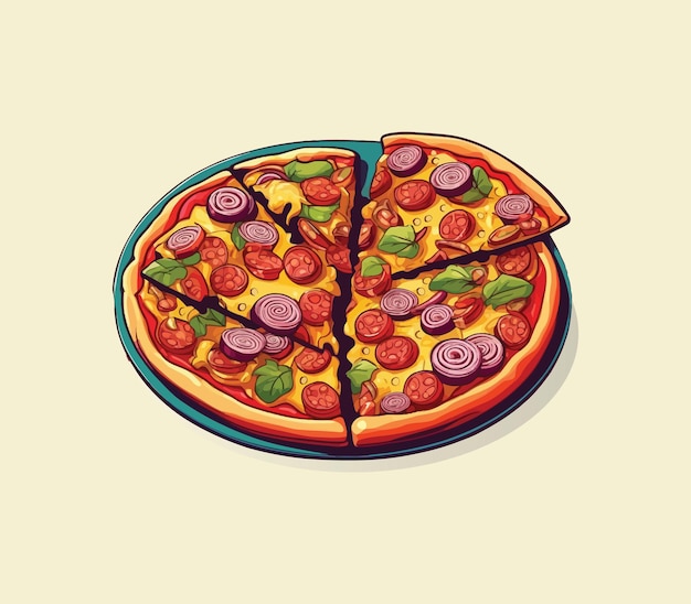 Illustrazione di pizza italiana fast food