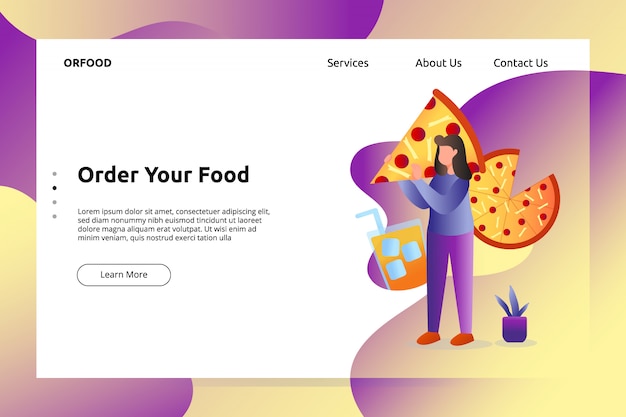 Итальянская Пицца Food Banner и Иллюстрация Landing Page