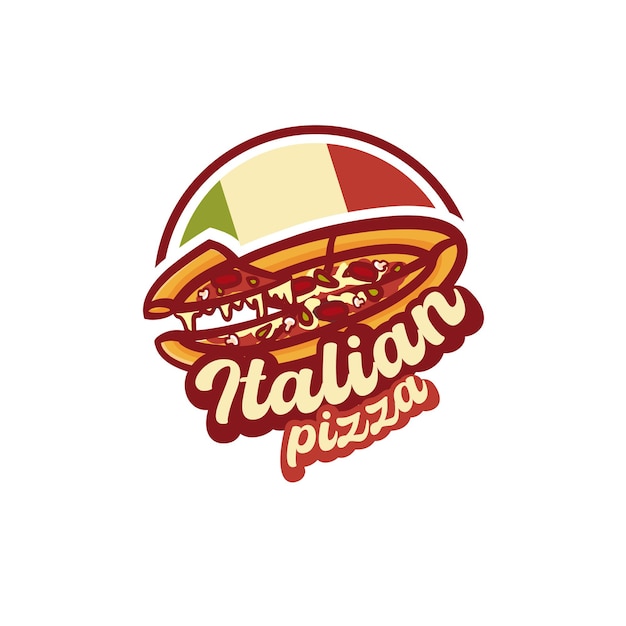 Distintivo con logo vintage disegnato a mano per pizza italiana