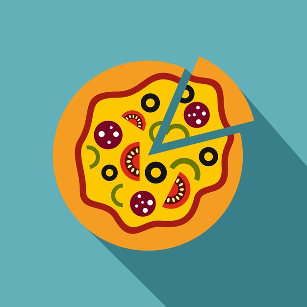 Вектор Иконка итальянской пиццы плоская иллюстрация векторной иконки пиццы для паутины