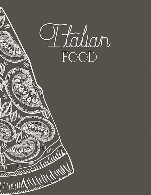 Cibo italiano disegnato a mano porzione pizza italiana