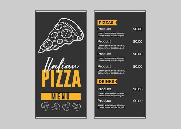 Italian pizza restaurant menu design vector template