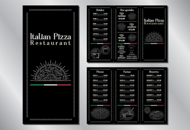 Vector italian pizza restaurant menu template