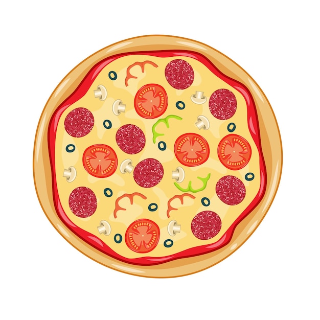 Вектор Итальянская пицца с томатной колбасой