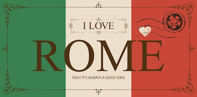 Vector italian postcard from rome with love