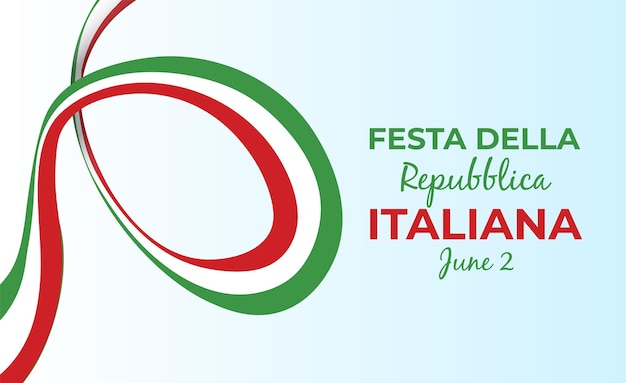Vettore festa della repubblica italiana 2 giugno festa della repubblica italiana piegato ondeggiando il nastro nei colori della bandiera nazionale italiana celebrazione dello sfondo
