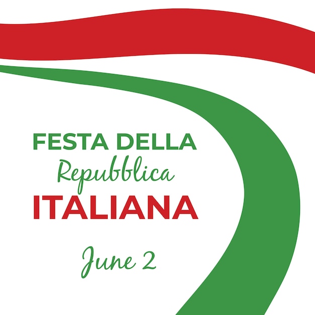 Vettore festa della repubblica italiana 2 giugno festa della repubblica italiana piegato ondeggiando il nastro nei colori della bandiera nazionale italiana celebrazione dello sfondo