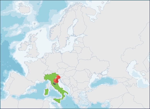 Vettore la posizione della repubblica italiana sulla mappa dell'europa