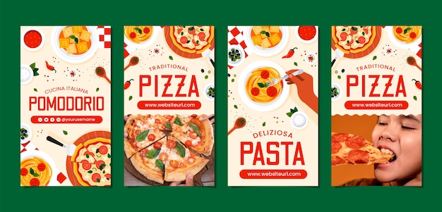 Vector italian restaurant instagram stories template